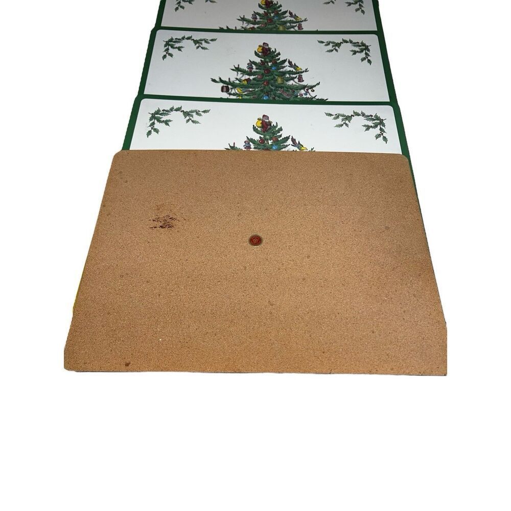 Vintage Spode Pimpernel Hard Cork Christmas Tree Place Mats Set of 4 - Picture 2 of 5